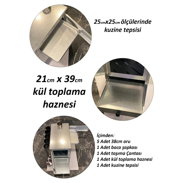 Galvanizli Kuzineli Kül Hazneli Çadır Sobası - Görsel 3