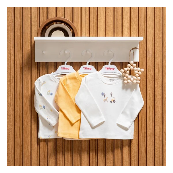 Tiffany Baby Tractor Theme 3'lü Sweat 49096 - Ekru - 0 - 3 Ay - Görsel 5