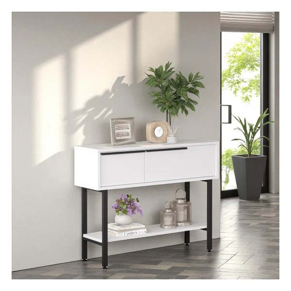 Robin Home Dresuar Antre Hol Kapaklı 100CM Metal Ayaklı Beyaz - Görsel 4