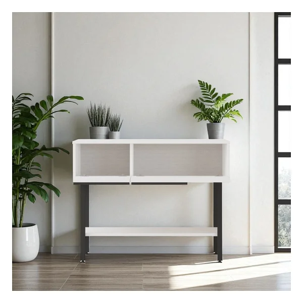 Robin Home Dresuar Antre Hol Kapaklı 100CM Metal Ayaklı Beyaz - Görsel 6
