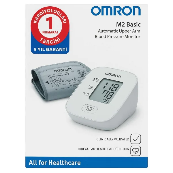 Omron M2 Basic Üst Koldan Tansiyon Aleti Dijital Ölçüm Gri Renkli Bluetooth Özellikli - Görsel 6