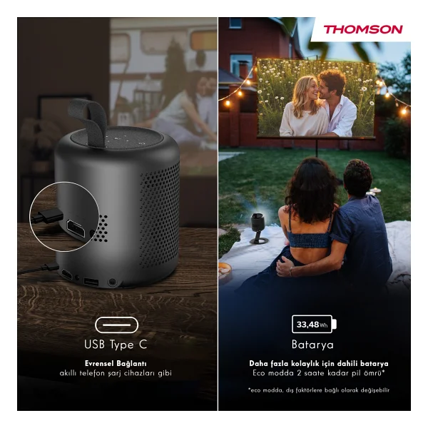 Thomson Vega PG35B 350 Lümen Full HD Android Taşınabilir Projeksiyon Cihazı - Görsel 6