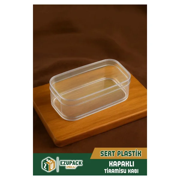 24'lü Tiramisu Cup 300 cc Mika Kase Plastik Şeffaf Kapaklı Sunum Kabı Tatlı & Meze ve Salata Kap - Görsel 3