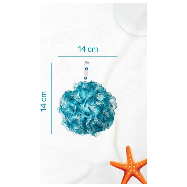 Balmy Yumuşak Pon Pon Banyo Lifi Seti - Cilde Zararlı Olmayan 3'lü XXL Mavi - Görsel 3