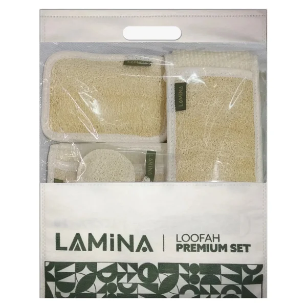 Lamina Doğal Kabak Lifi Banyo ve Hamam Kesesi 5 Parça Set Çift Taraflı Peeling Özellikli - Görsel 6