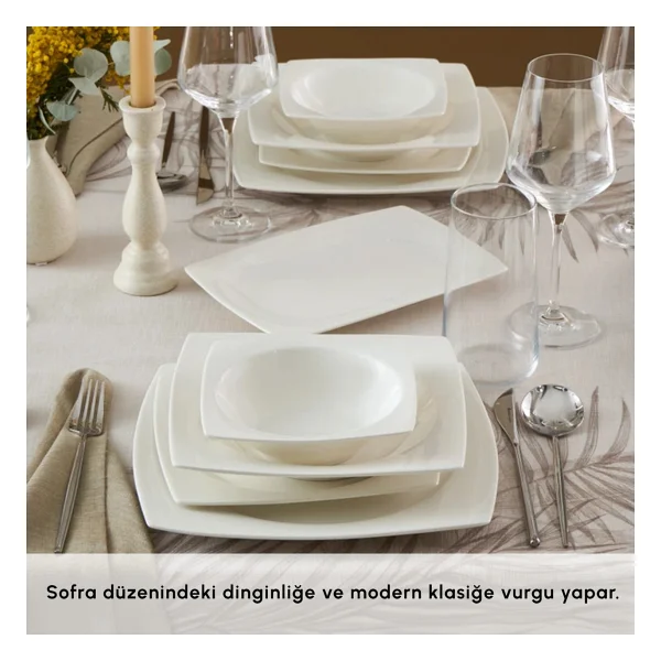 Karaca Square Bone Mensa 53 Parça 12 Kişilik Yemek Takımı - Görsel 6