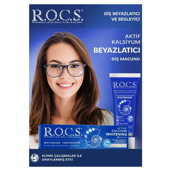 R.O.C.S. Aktif Kalsiyum Beyazlatıcı 75 ml Florürsüz Diş Macunu - Görsel 8