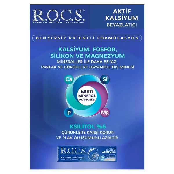 R.O.C.S. Aktif Kalsiyum Beyazlatıcı 75 ml Florürsüz Diş Macunu - Görsel 9