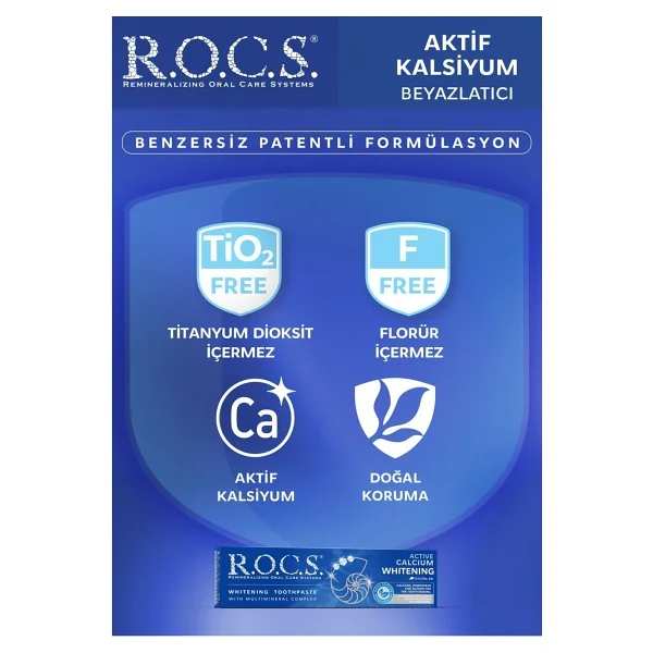 R.O.C.S. Aktif Kalsiyum Beyazlatıcı 75 ml Florürsüz Diş Macunu - Görsel 10