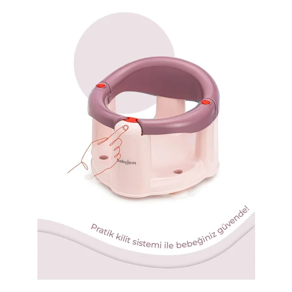 Babyjem Mürdüm Renkli Önden Açılır Banyo ve Mama Oturağı 2'Li Set Hediye Minderli Güvenli Kullanım - Görsel 5