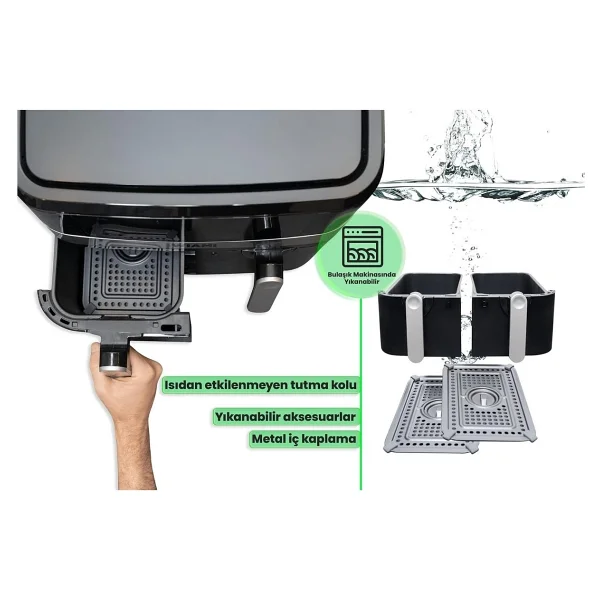 Wiami Airfryer Çift Sepetli 9 lt Yağsız Fritöz - Görsel 9