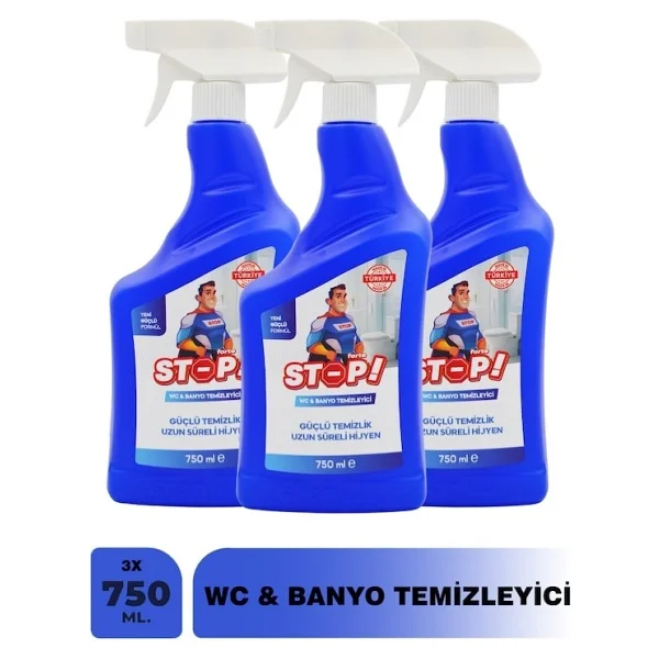 Stop Forte 3'lü WC & Banyo Temizleyici 750 ml Güçlü Temizlik Performansı ile Uzun Süreli Hijyen - Görsel 6