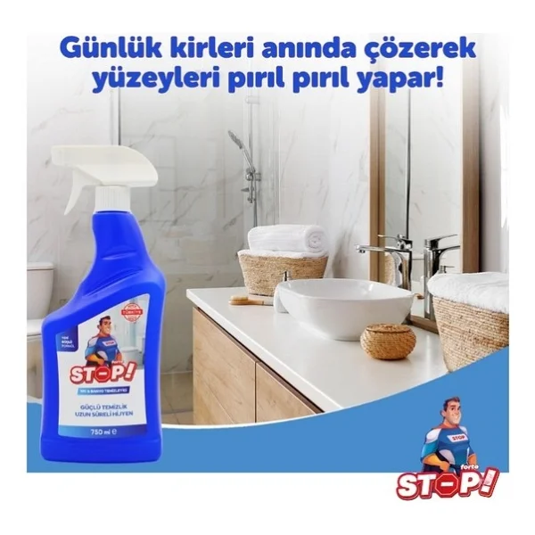 Stop Forte 3'lü WC & Banyo Temizleyici 750 ml Güçlü Temizlik Performansı ile Uzun Süreli Hijyen - Görsel 3