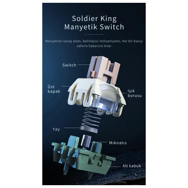 Ajazz AK980 Max HE Beyaz RGB Magnetic Dao Switch Kablolu Mekanik Oyuncu Klavyesi - Görsel 7