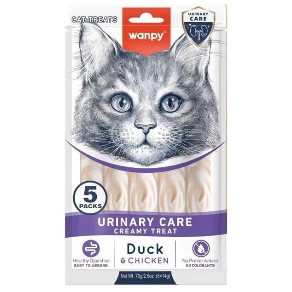 Wanpy Urinary Care Ördekli ve Tavuklu 5x14 gr Krema Kedi Ödül Maması - Görsel 10