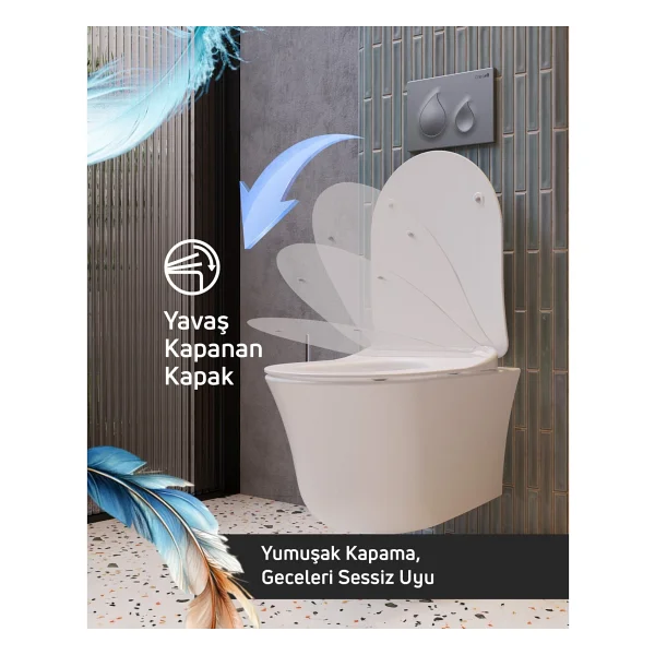 Creavit NO323 Nora Vortex Flush Asma Klozet Ve Kapak - Görsel 2