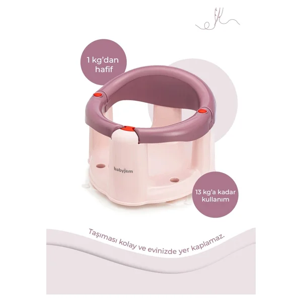 Babyjem Mürdüm Renkli Önden Açılır Banyo ve Mama Oturağı 2'Li Set Hediye Minderli Güvenli Kullanım - Görsel 8