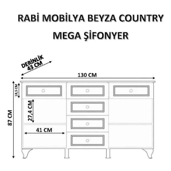 Rabi Beyza Country Mega Şifonyer - Görsel 4