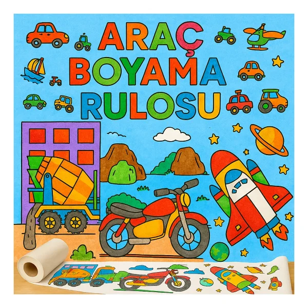 Haydi Dekor Araçları Tanıyorum ve Boyuyorum Boyama Rulosu - 30X500 cm Eğitici Dev Rulo Boyama Kağıdı Okul Öncesi Aktivite - Çocuklar Için Ulaşım Araçları Temalı - Görsel 2
