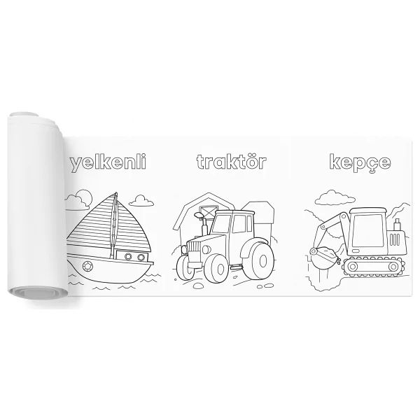 Haydi Dekor Araçları Tanıyorum ve Boyuyorum Boyama Rulosu - 30X500 cm Eğitici Dev Rulo Boyama Kağıdı Okul Öncesi Aktivite - Çocuklar Için Ulaşım Araçları Temalı - Görsel 5