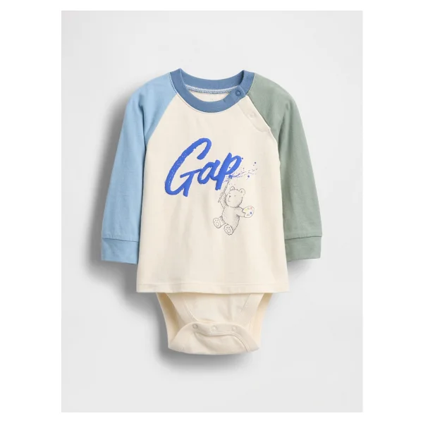 Gap Bebek Çiçek Desenli Shirt Bodysuit - 0 - 3 Ay - Görsel 7