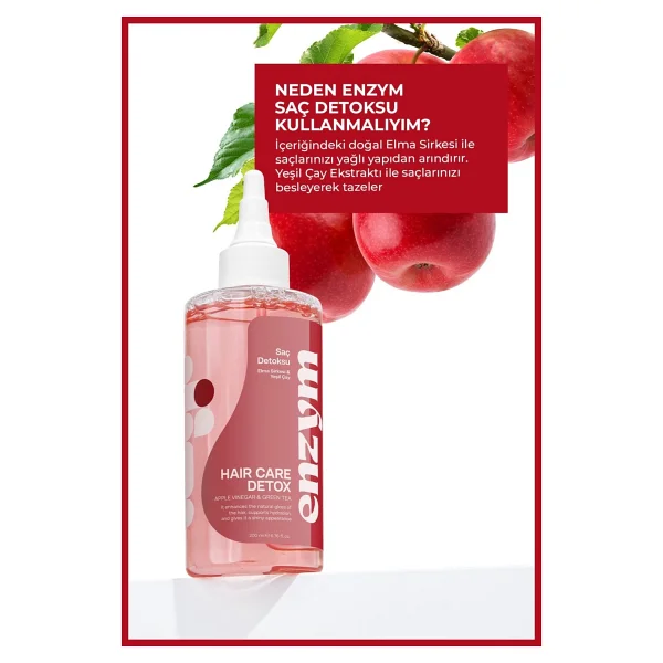 Enzym Cosmetics Elma Sirkesi ve Yeşil Çaylı 200 ml Saç Toniği - Görsel 8