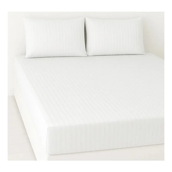 Çift Kişilik Battal %100 Pamuk Saten Lüks Lastikli Çizgili Çarşaf Takımı - Lacivert - 180 x 200 cm - Görsel 8