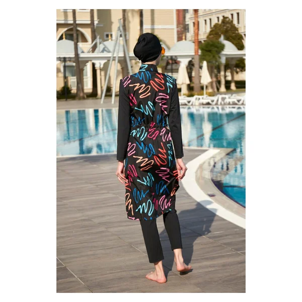 Remsa Mayo Tam Kapalı Mayo R4402 Neon Esnemez Polyester Kumaşlı Kadın Mayo 2XL - Siyah - Görsel 5