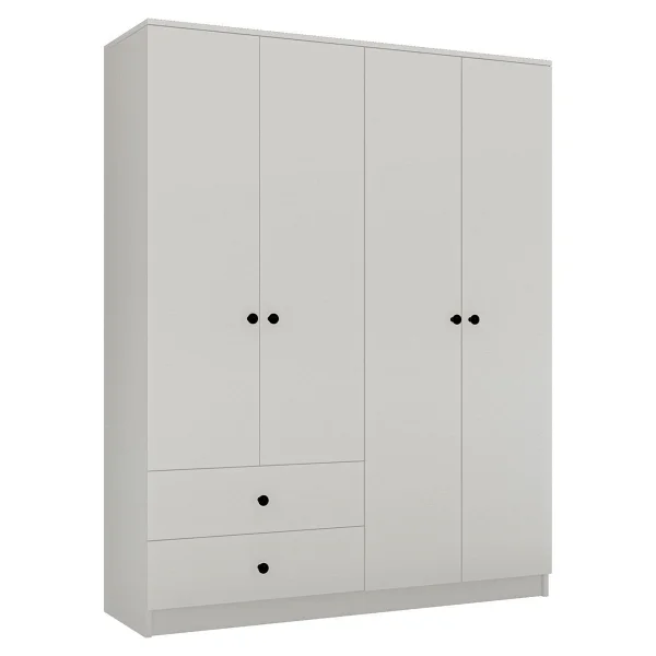Metalia Novado Gm 077 Düğme Kulplu 2 Çekmeceli 4 Kapaklı Gardırop - Görsel 7