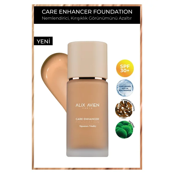 Alix Avien Care Enhancer Kırışıklık Karşıtı SPF 30 819 Warm Gold 30 ml Likit Fondöten - Görsel 6