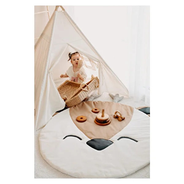 Dery Baby Oyun Halısı Oyun Matı Roe Tekstil Malzemeden Yapılmış Sevimli Desenli - 120 x 110 cm - Bej - Görsel 2