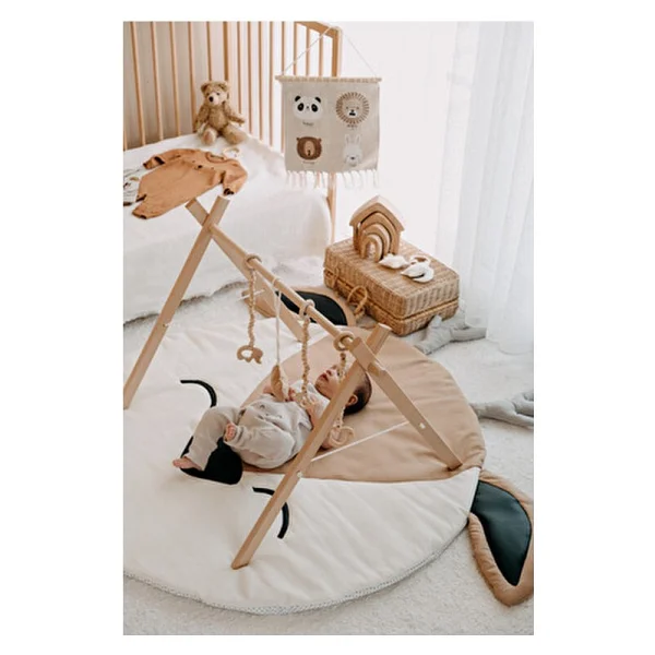 Dery Baby Oyun Halısı Oyun Matı Roe Tekstil Malzemeden Yapılmış Sevimli Desenli - 120 x 110 cm - Bej - Görsel 5
