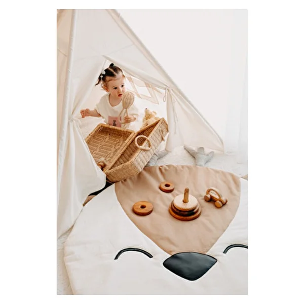 Dery Baby Oyun Halısı Oyun Matı Roe Tekstil Malzemeden Yapılmış Sevimli Desenli - 120 x 110 cm - Bej - Görsel 3