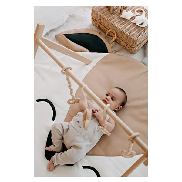 Dery Baby Oyun Halısı Oyun Matı Roe Tekstil Malzemeden Yapılmış Sevimli Desenli - 120 x 110 cm - Bej - Görsel 6