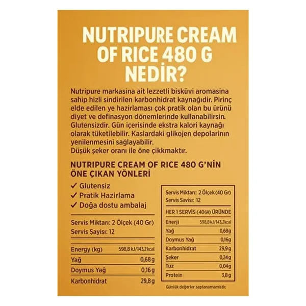 Nutripure Cream Of Rice 480 G - Ahududu - Görsel 2