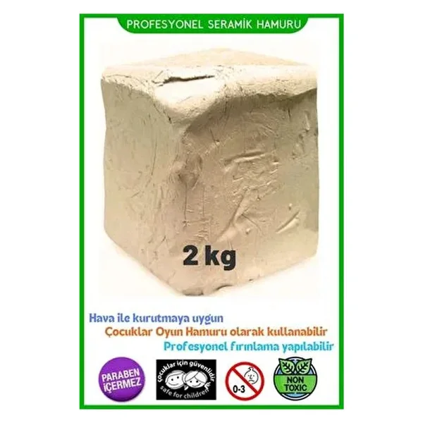 2 Kg Doğal Seramik Hamuru, Kil Çamuru, Beyaz Seramik Hamuru Oyun Hamuru Kil Çamuru 2 X 1000 Gr - Görsel 6