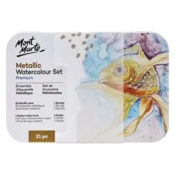 Mont Marte MM Metalik Suluboya Seti, Metal Kutu 21 parça- Premium - Görsel 8