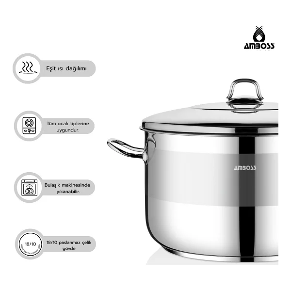 Amboss Saphire 34 cm Derin Çelik Tencere - Görsel 2