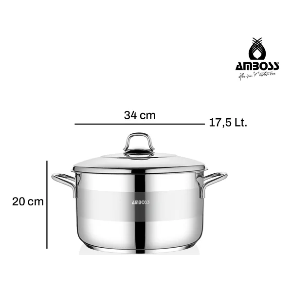 Amboss Saphire 34 cm Derin Çelik Tencere - Görsel 5