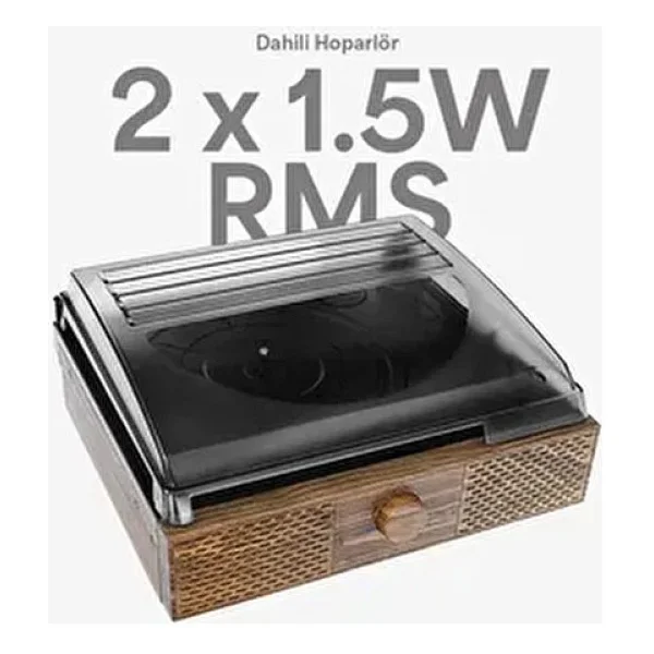 Doob Audio Dahili Hoparlörlü Bluetoothlu Ahşap Pikap DB-9191 Rustik - Görsel 2