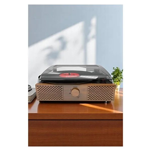 Doob Audio Dahili Hoparlörlü Bluetoothlu Ahşap Pikap DB-9191 Rustik - Görsel 6