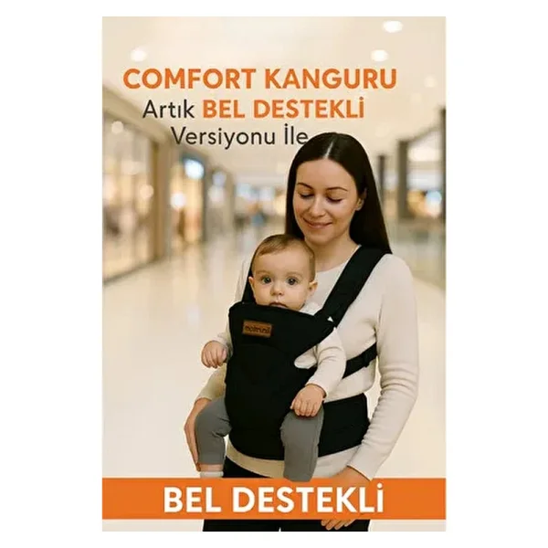 Molmini Comfort Bel Destekli Ergonomik Kanguru Siyah 3 Ay - 2 Yaş Bebek Taşıma Çantası - Görsel 5