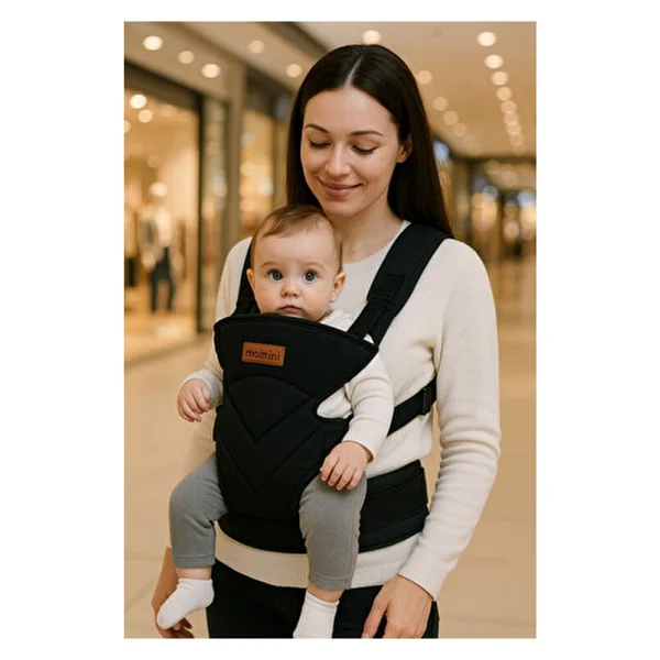 Molmini Comfort Bel Destekli Ergonomik Kanguru Siyah 3 Ay - 2 Yaş Bebek Taşıma Çantası - Görsel 3
