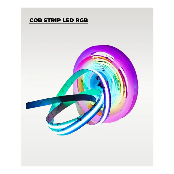 12V Cob Şerit LED Rgb - Kumandalı - Metrede 360 LED - 5 Metre - Görsel 2