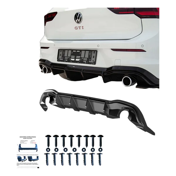 Vw Golf Mk8 Gtı / R-Line 2020-2024 ve Makyajlı 2024 Uyumlu Arka Difüzör - Görsel 2