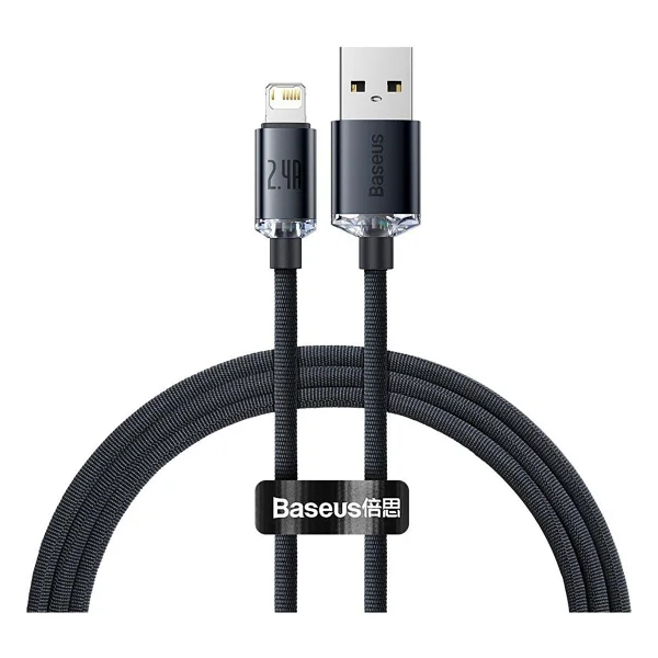 Baseus Crystal Shine 1.2 m Mor USB to Lightning Hızlı Şarj Kablosu - Görsel 6