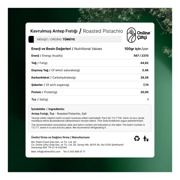 Online Çiftçi Kavrulmuş Premium Anaçıtlak Antep Fıstığı 1 kg - Görsel 4