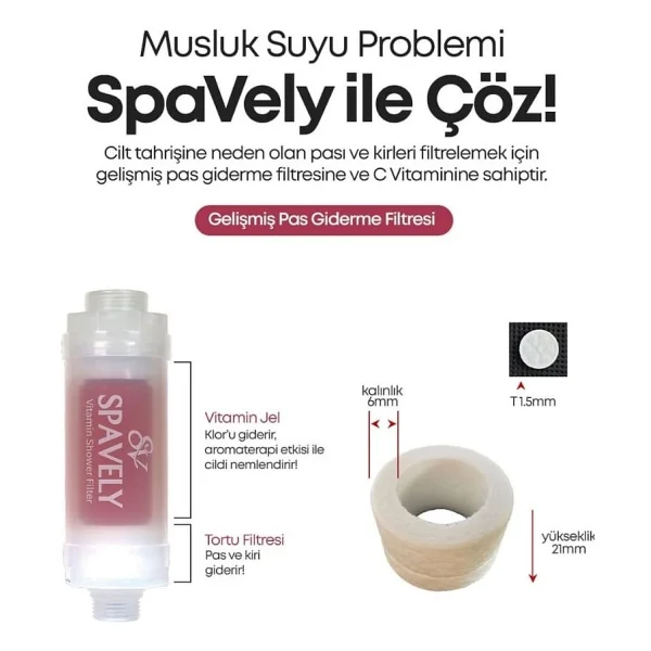 Spavely Duş Filtresi Bebek Pudrası Esanslı - Klor ve Kireç Karşıtı, Kokulu, C Vitaminli 150 gr - Görsel 6