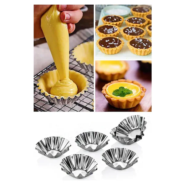 12 Adet Paslanmaz Mini Kek Kalıbı, Cupcake, Tart, Tartolet, Brownie, Topkek, Muffin Kalıbı - Görsel 5
