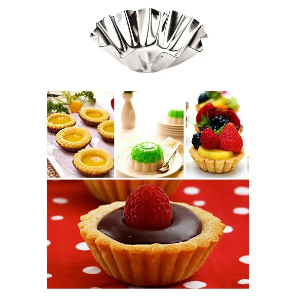 12 Adet Paslanmaz Mini Kek Kalıbı, Cupcake, Tart, Tartolet, Brownie, Topkek, Muffin Kalıbı - Görsel 2